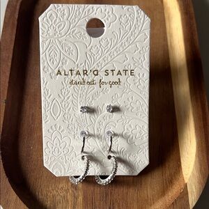 NWT Altar'd State Silver Textured Hoop Earrings